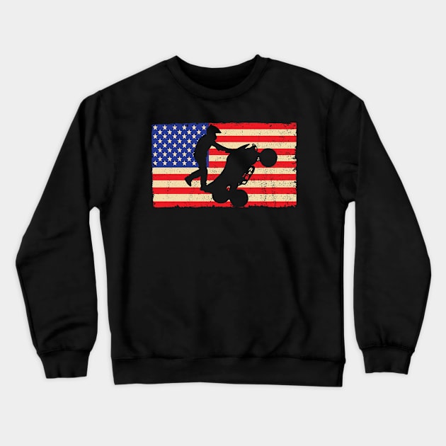 ATV Quad American Flag Wheelie Crewneck Sweatshirt by TeeShirt_Expressive